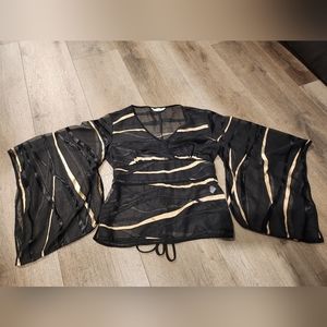 Sheer top with flowy sleeves